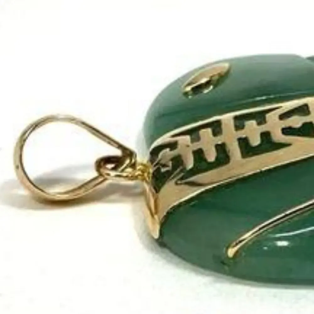 Stamped 14K Yellow Gold Carved Nephrite Jade Elephant Pendant - Picture 5 of 9